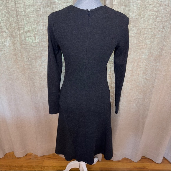 Theory, charcoal gray, long sleeve, midi, A-line dress, size 4 - Picture 8 of 13